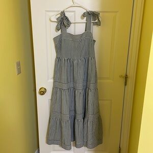 NWOT BLU PEPPER STRIPED BLUE & WHITE COTTAGE ORE PRAIRIE DRESS